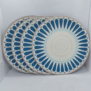 Melamine Dinner Plates 11" Multicolor Blue Design Set Of 4